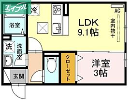 D Maison　津島  ｜ 岡山県岡山市北区津島笹が瀬6-8（賃貸アパート1LDK・1階・31.43㎡） その2