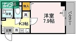 メゾンなかやま 1Kの間取図画像