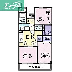 パルテール桑の木 3DKの間取図画像