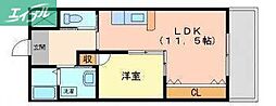 クレセール津島 1LDKの間取図画像
