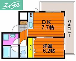 ハアラン高柳 1LDKの間取図画像