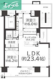 アルファステイツ奉還町 2LDKの間取図画像