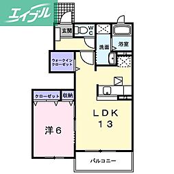 Towa 1LDKの間取図画像