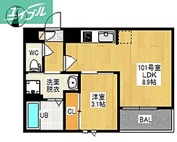 GRANDTIC下伊福西町 1LDKの間取図画像