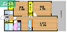 シェソワ葵西棟 2LDKの間取図画像