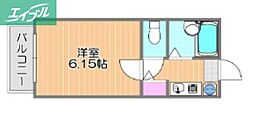 ヴェリタスA棟 1Kの間取図画像