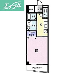 エル・クレール 1Kの間取図画像