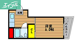 吉岡ビル 1Kの間取図画像