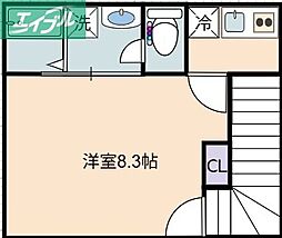 岡山市北区津島東2丁目アパート 1Kの間取図画像