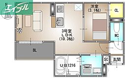 REGALEST ROIS (レガリスト ロア) 1LDKの間取図画像