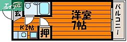 メープルタウン 1Kの間取図画像