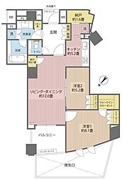 プラウド南麻布 2LDKの間取図画像