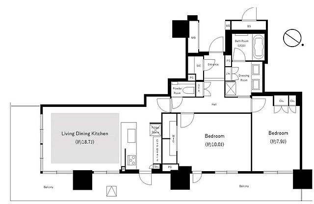 間取り VECS　ブランズタワー豊洲 23階/-