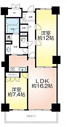 オークスクエア西神中央6番館 2LDKの間取図画像