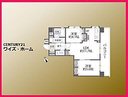 ビューネ渋谷桜丘 2LDKの間取図画像