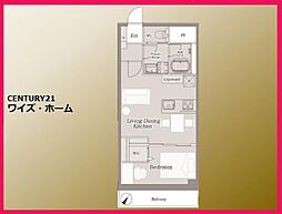 クレール六本木 1LDKの間取図画像