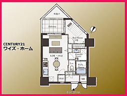 リシェ広尾 1LDKの間取図画像