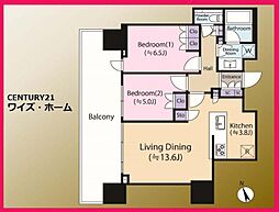ブランズタワー芝浦 2LDKの間取図画像