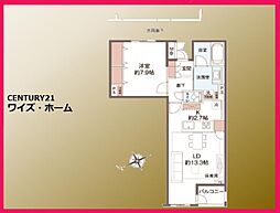 プラウドジェム市ヶ谷 1LDKの間取図画像