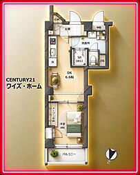 ソフトタウン白金 1DKの間取図画像