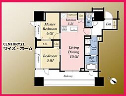 パークタワー渋谷本町 2LDKの間取図画像