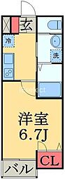 プランドール葛城 1Kの間取図画像
