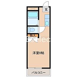 シティハイム ワンルームの間取図画像