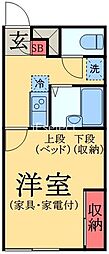 レオパレスアリエスニヤ 1Kの間取図画像