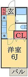 ハイテック新千葉 1Kの間取図画像