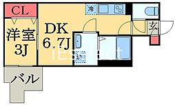 Crecia検見川町 1DKの間取図画像