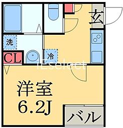 オリーブ院内 1Kの間取図画像