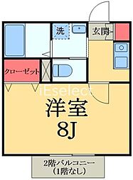 J-court蘇我 1Kの間取図画像
