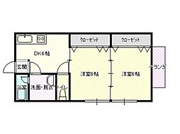 メゾンエトアール 2DKの間取図画像