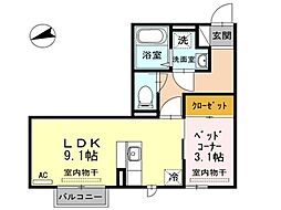 アネシス寺町 1LDKの間取図画像