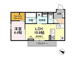 キャトル・セゾン 1LDKの間取図画像