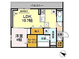 キャトル・セゾン 1LDKの間取図画像