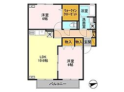 フィルコート新町参番館 2LDKの間取図画像