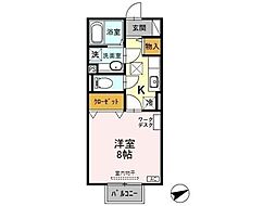 セジュールモナリエA 1Kの間取図画像