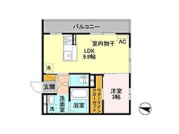 クオリティー御館 1LDKの間取図画像