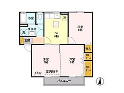 グラン・デ・ハイツA 3DKの間取図画像