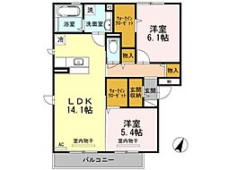 ボナール・メルヴェイユ 2LDKの間取図画像