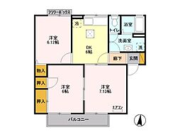 グラン・デ・ハイツA 3DKの間取図画像