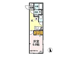 リナーシェB 1Kの間取図画像