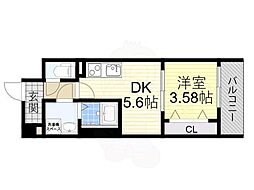 Serie東淀川 6階1DKの間取り