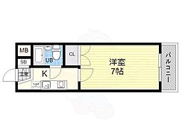 豊富プレジデント柴島 4階1Kの間取り