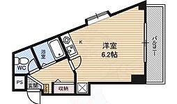 フレア新大阪 1Kの間取図画像