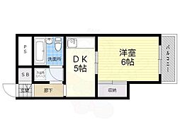 カトレヤハイツ 1DKの間取図画像