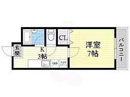 グレート新大阪 1Kの間取図画像