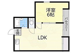 サンモール木川 1LDKの間取図画像