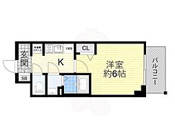 プレサンス新大阪ストリーム 1Kの間取図画像